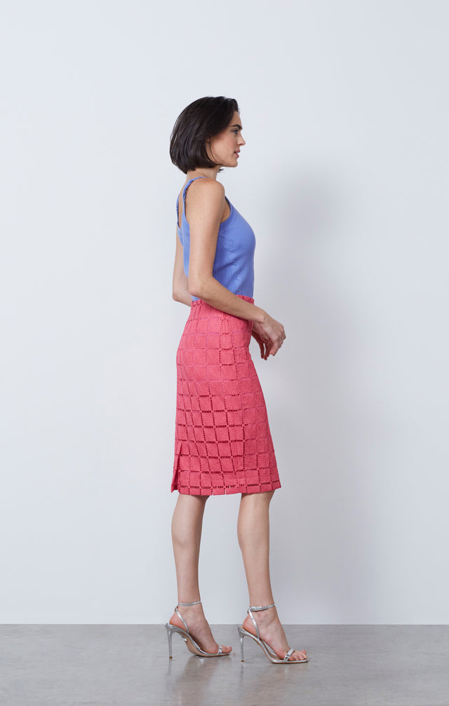 Ecom photo of model wearing the Bayberry skirt.
