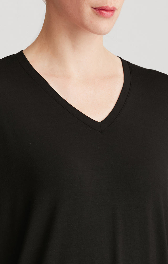 Silo - Black V-Neck Shirt - On Model