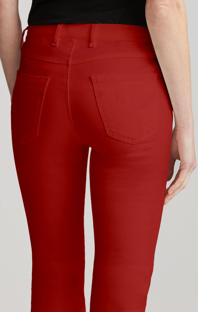 Wanderlust Red - Peached Cotton Jeans - On Model
