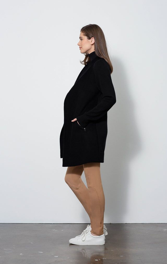 Sambuca - Essential Sweater Jacket - On Model - With Eugenia Black & Dressage Tan